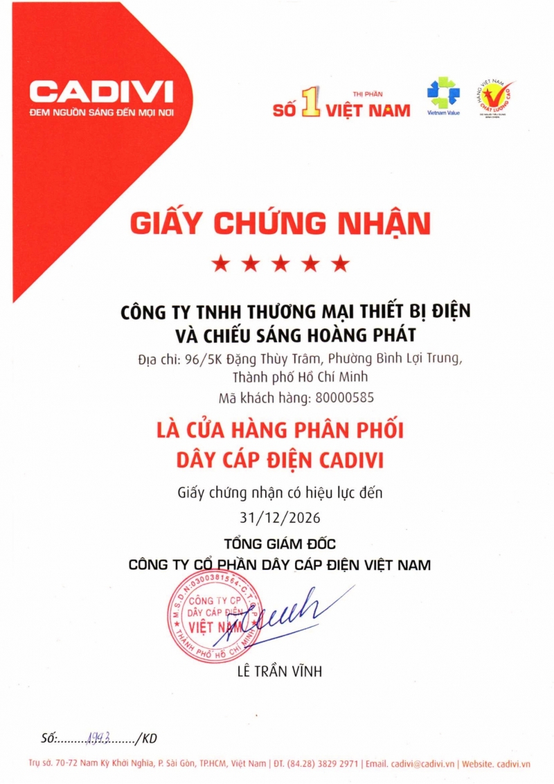 BẢNG GIÁ DÂY CÁP ĐIỆN CADIVI